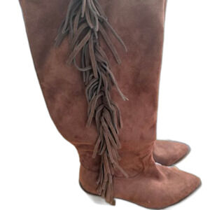 Brown Fringe Suede Boots